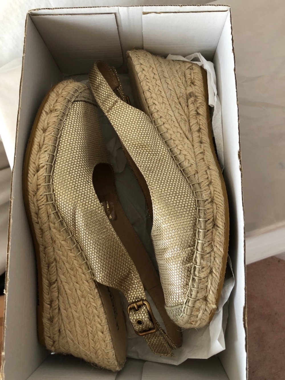 Closed Toe Gold Wedge Espadrille Sandals